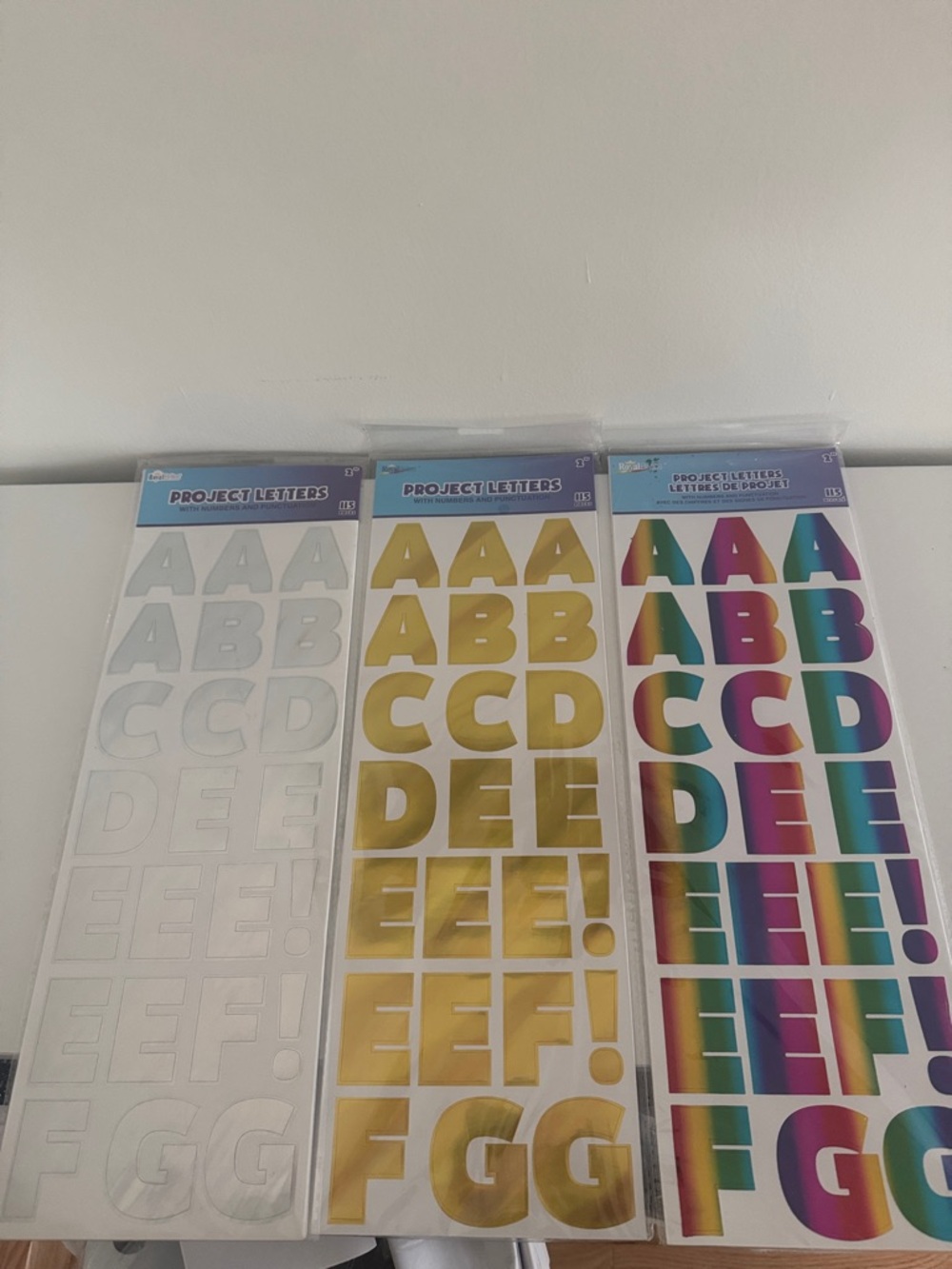 Project Letters Sticker Set — White, Gold & Rainbow